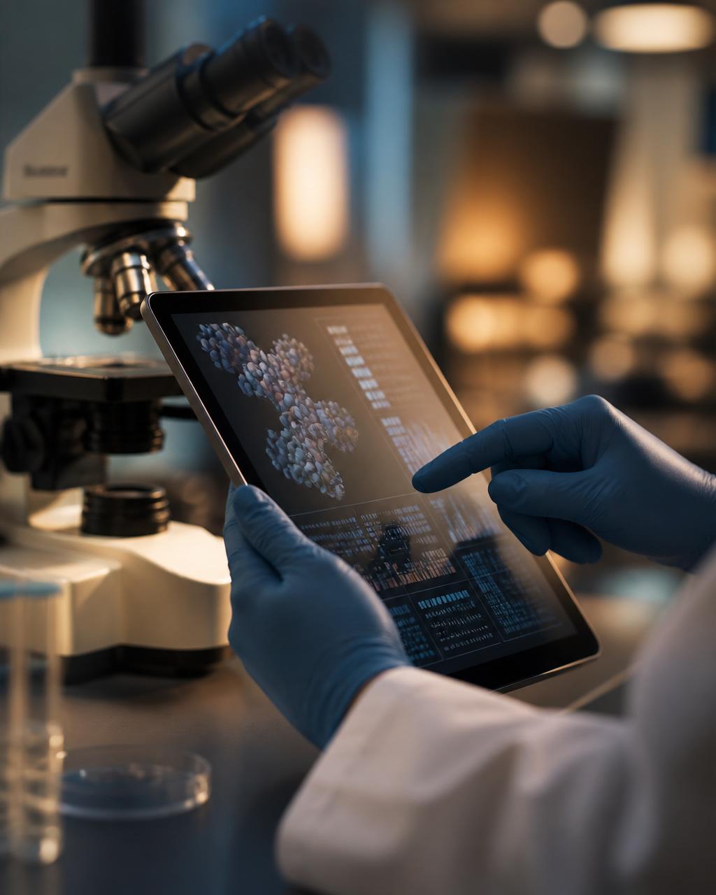 Laboratory scientist reviewing results